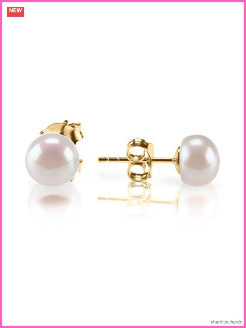 14K Gold Plated Freshwater Cultured Pearl Stud Earrings 925 Sterling Silver
